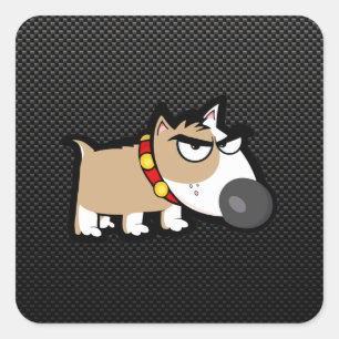 Grumpy Dog auf Sleek Quadratischer Aufkleber