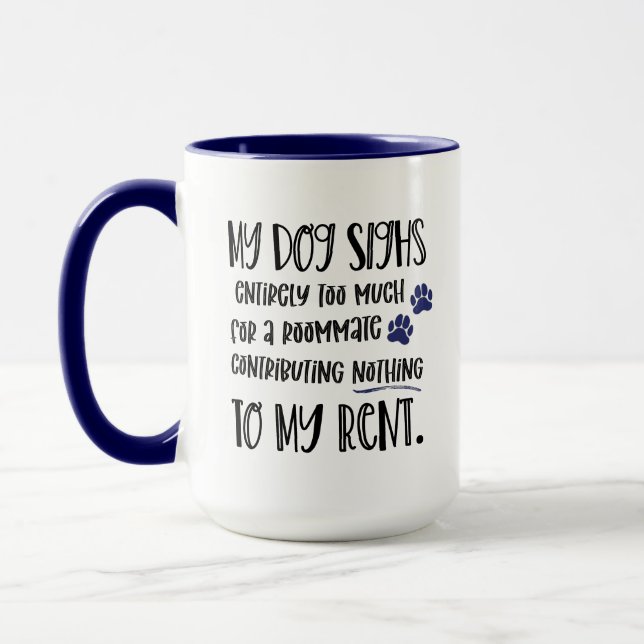 Grumpy Dog Funny Zitat mit Foto Navy Tasse (Links)