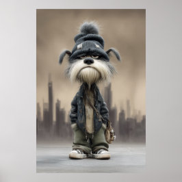 Grumpy Dog in Streetwear Poster