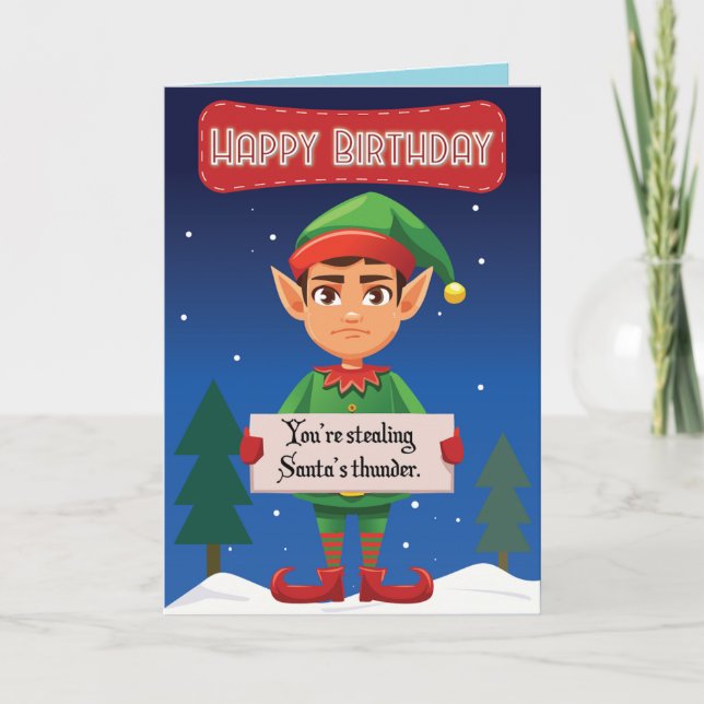 Grumpy Elf Weihnachtskarte Dankeskarte (Vorderseite)