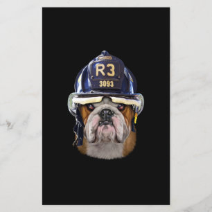Grumpy English Bulldog Wear Firefighter Helm