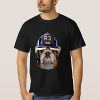 Grumpy English Bulldog Wear Firefighter Helm