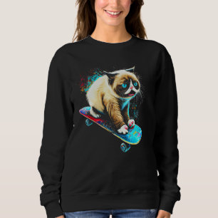 Grumpy Face Funny Cat Graphic Cat Lovers Kitten Fa Sweatshirt