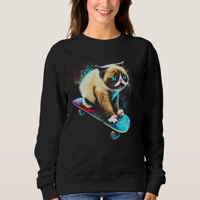 Grumpy Face Funny Cat Graphic Cat Lovers Kitten Fa Sweatshirt (Vorderseite)