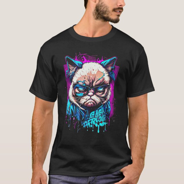 Grumpy Face Funny Cat Graphic Cat Lovers Kitten Fa T-Shirt (Vorderseite)