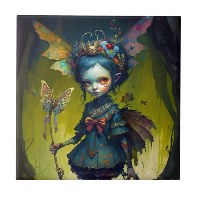 Grumpy Fairy Pixie Fantasy Art Fliese (Vorderseite)