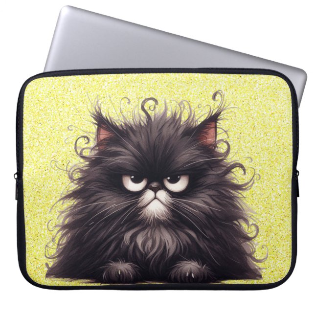 GRUMPY FLUFFY WENIG SCHWARZ KITTEN LAPTOPSCHUTZHÜLLE (Vorderseite)