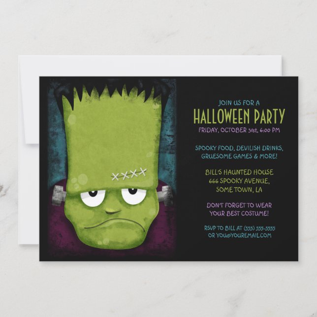 Grumpy Frankensteins Monster-Halloween-Party Einladung (Vorderseite)