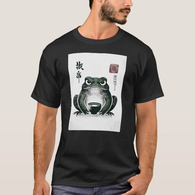 Grumpy Frog Japanese Art Print T-Shirt (Vorderseite)