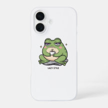 Grumpy Frog mit einer winzigen Tasse Kaffee