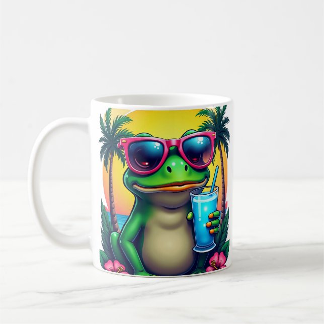 Grumpy Frog Y2K Klapphandy Slushy Vaporwave Tropi Kaffeetasse (Links)