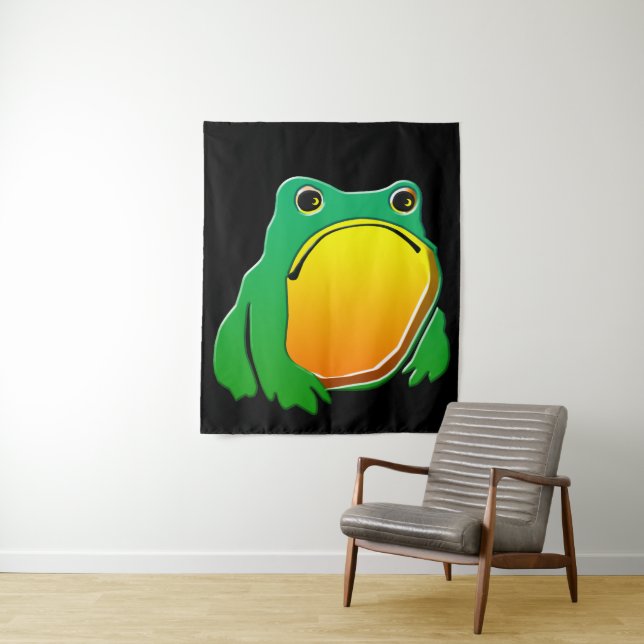 Grumpy Frog zeichnete japanische Kunst von Matsumo Wandteppich (Beispiel)