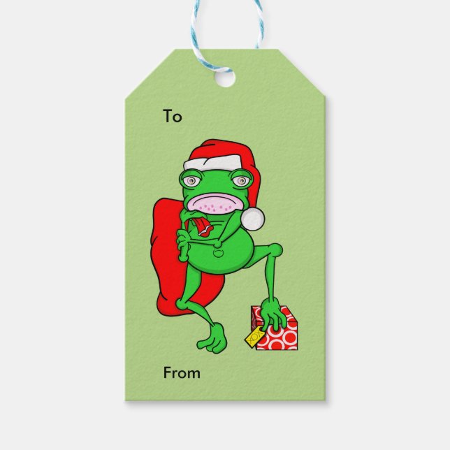Grumpy Funny Christmas frosch Geschenkanhänger (Vorderseite)
