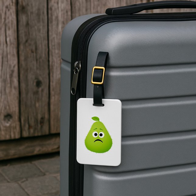 Grumpy Fuzzy Pear Face Funny Fruit Character Gepäckanhänger (Von Creator hochgeladen)