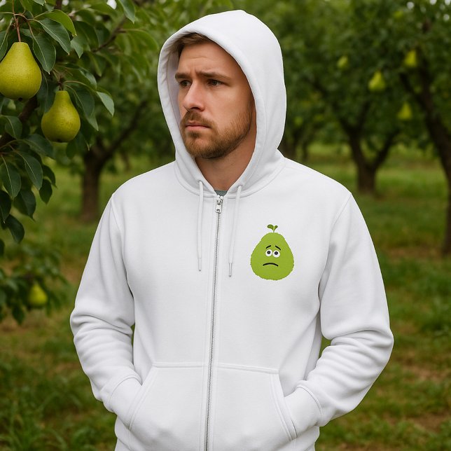 Grumpy Fuzzy Pear Face Funny Fruit Character Hoodie (Von Creator hochgeladen)