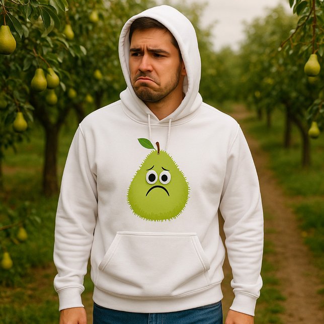 Grumpy Fuzzy Pear Face Funny Fruit Character Hoodie (Von Creator hochgeladen)