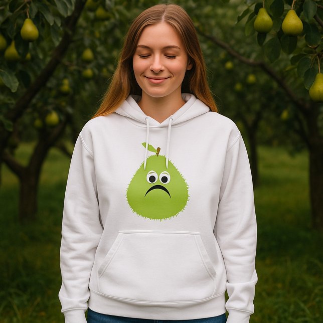 Grumpy Fuzzy Pear Face Funny Fruit Character Hoodie (Von Creator hochgeladen)
