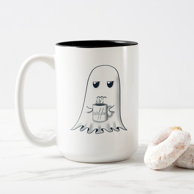 Grumpy Ghost mit Coffee Tasse Design (Mit Donut)
