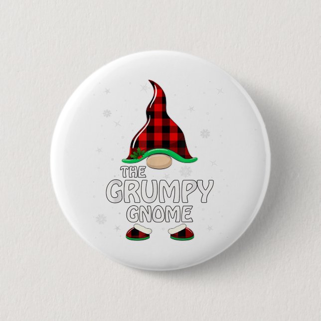 Grumpy Gnome Buffalo Kariert Matching Family Chris Button (Vorderseite)