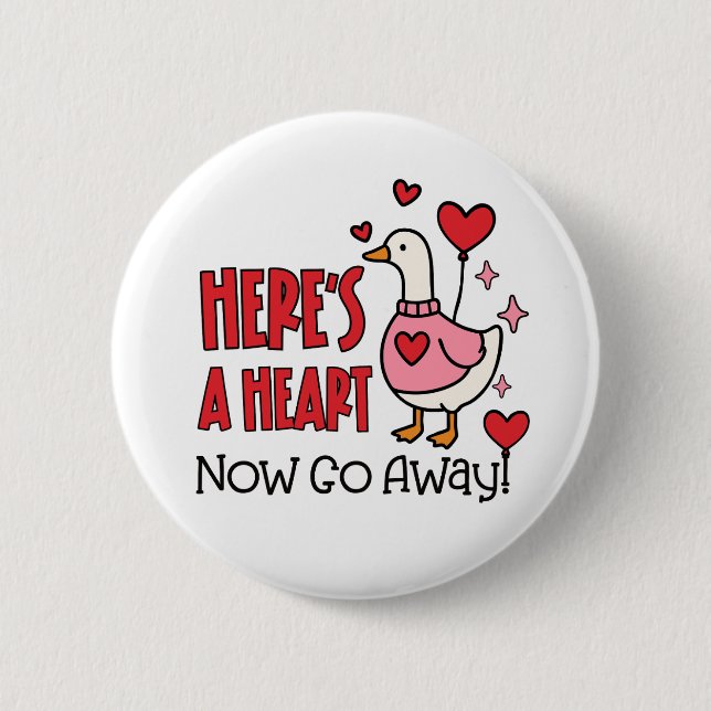 Grumpy Goose Anti-Valentins-Herz Button (Vorderseite)