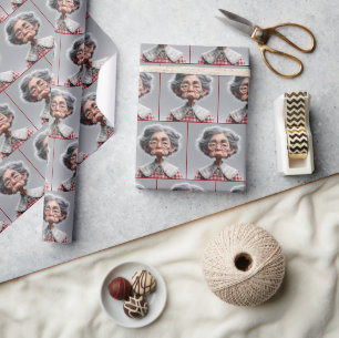 Grumpy Granny mit Gingham Dress Geschenkpapier