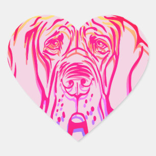 Grumpy Great Dane psychedelischer Herzaufkleber Herz-Aufkleber