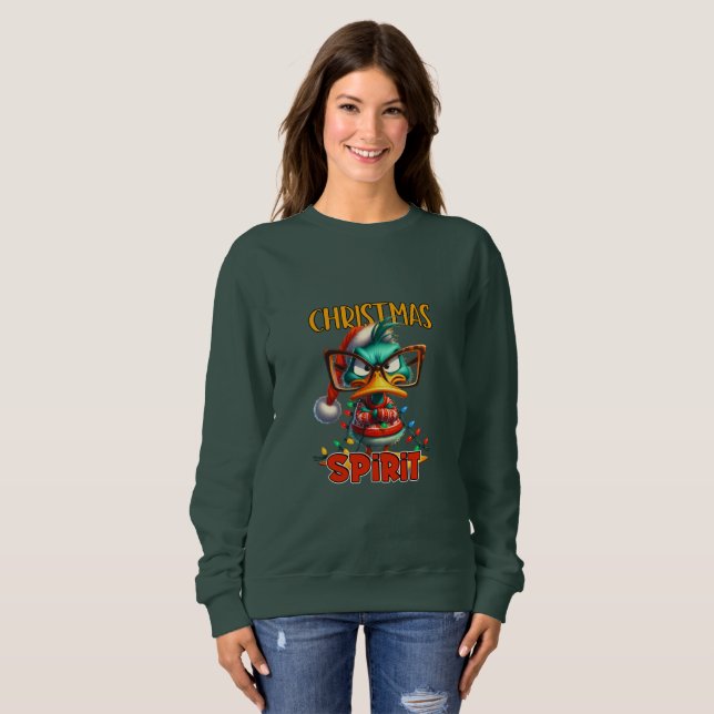 Grumpy Green Duck Weihnachtsstimmung Sweatshirt (Vorne ganz)