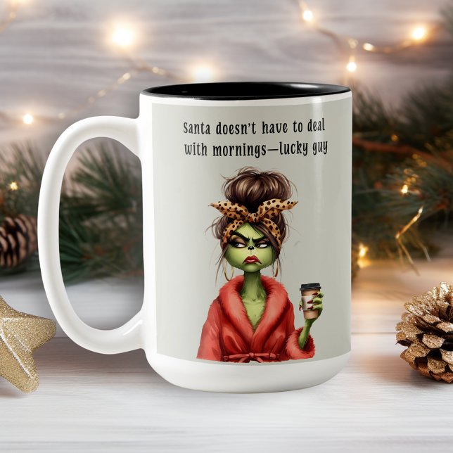Grumpy Green Furry Lieben Kaffee Zweifarbige Tasse (Von Creator hochgeladen)