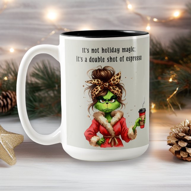 Grumpy Green Furry Lieben Kaffee Zweifarbige Tasse (Von Creator hochgeladen)