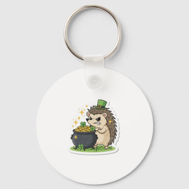 Grumpy Hedgehog St. Patrick's Day Schlüsselanhänger (Vorderseite)