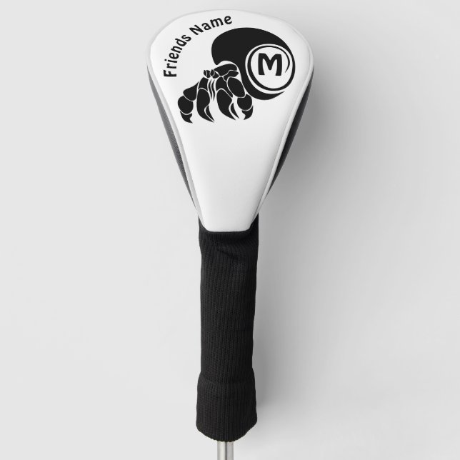 Grumpy Hermit Crab Silhouette Monogram Golf Headcover (Vorderseite)