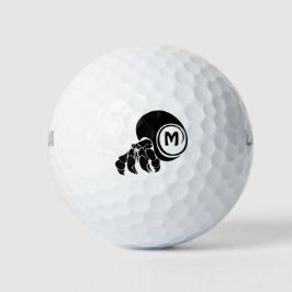 Grumpy Hermit Crab Silhouette Monogram Golfball
