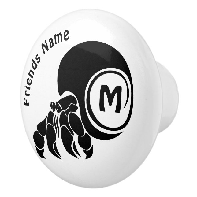 Grumpy Hermit Crab Silhouette Monogram Keramikknauf (Rechts)