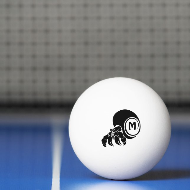 Grumpy Hermit Crab Silhouette Monogram Tischtennisball (Netto)