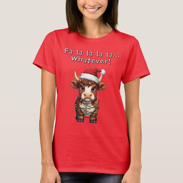 Grumpy Highland Cow Christmas T-Shirt (Vorderseite)
