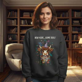 Grumpy Highland Cow New Year's Funny Sarcastic Sweatshirt