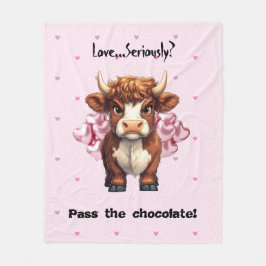 Grumpy Highland Cow Valentine's Day Fleecedecke