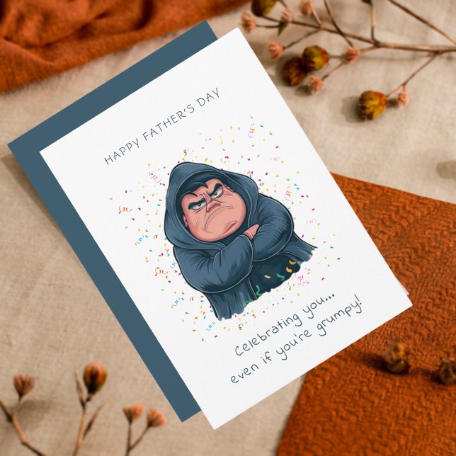Grumpy Hooded Character Father's Day Card Einladung (Von Creator hochgeladen)