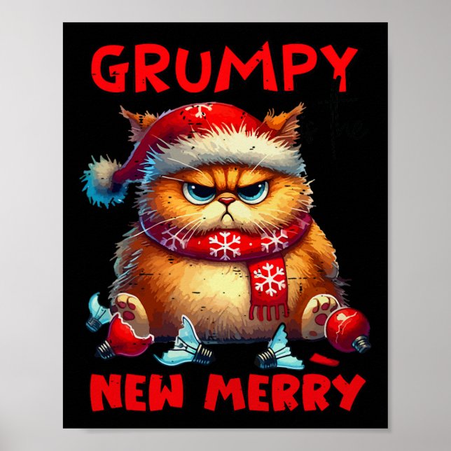 Grumpy ist die neue frohe Weihnachtskatze Sarcasti Poster (Vorne)