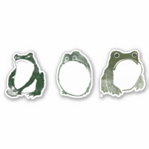 Grumpy Japanese Frog Toad 19. Jahrhundert Aufkleber