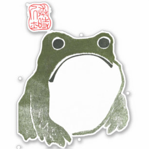 Grumpy Japanese Frog Toad 19. Jahrhundert Aufkleber