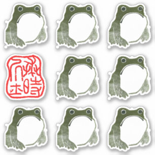 Grumpy Japanese Frog Toad 19. Jahrhundert Aufkleber