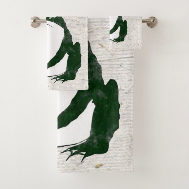 Grumpy Japanese Frog Toad 19. Jahrhundert Badhandtuch Set (Insitu)