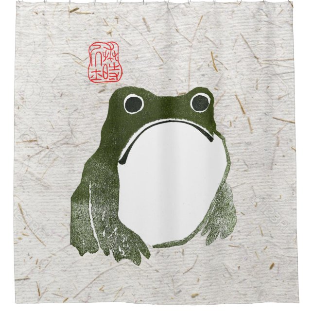 Grumpy Japanese Frog Toad 19. Jahrhundert Duschvorhang (Vorderseite)