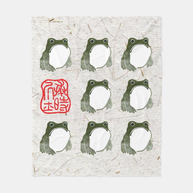 Grumpy Japanese Frog Toad 19. Jahrhundert Fleecedecke (Vorderseite)
