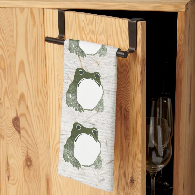 Grumpy Japanese Frog Toad 19. Jahrhundert Geschirrtuch (Drittel gefaltet)