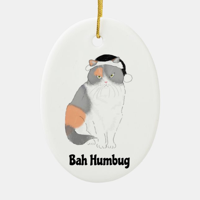 Grumpy Katie bah humbug Weihnachtsbaumdekoration Keramik Ornament (Vorne)
