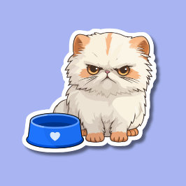 Grumpy Kitten mit leerem Food Bowl Wasserdicht Aufkleber