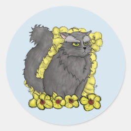 Grumpy Kitty Round Sticker