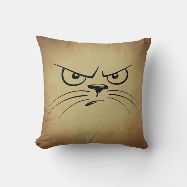Grumpy Kitty Throw Kissen 16 Zoll x 16 Zoll (Vorderseite)
